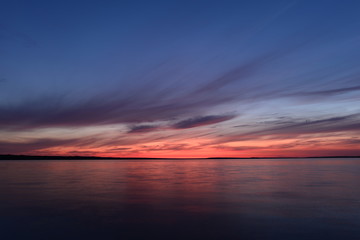 Wall Mural - Blue sky in beautiful twilight glow patterns in the clouds at sunset