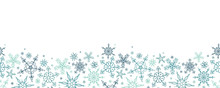 Beautiful Snowflakes Horizontal Seamless Pattern - Hand Drawn, Great For Christmas Or New Years Themed Fabrics, Banners, Wrapping Paper, Wallpaper Or Cards - Vector Surface Design