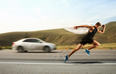 Wall Mural - Sporty man running