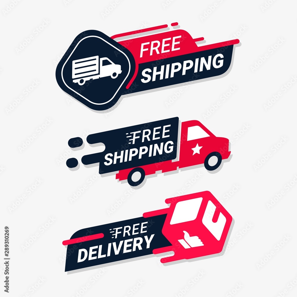 Free shipping delivery service logo badge. Fast time delivery order ...