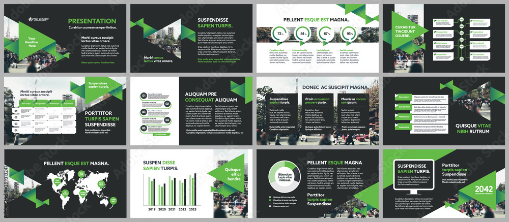 City Background Business Company Presentation with Infographics Template. - obrazy, fototapety, plakaty 