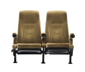 Wall Mural - movie theatre chair in couple isolated over white background