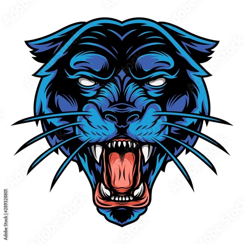 Scary angry black panther head