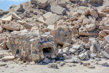 A Face In The Ruins At Bombay Beach In California