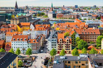 Beautiful aerial view of Copenhagen from above, Denmark