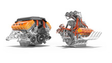 Modern Red Turbo Engine And Supercharger Engine Isolated 3D Render On White Background With Shadow