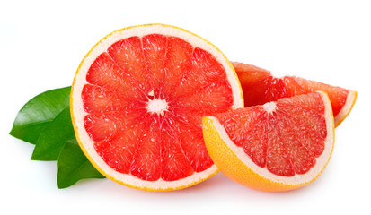 Wall Mural - Fresh grapefruit on white background