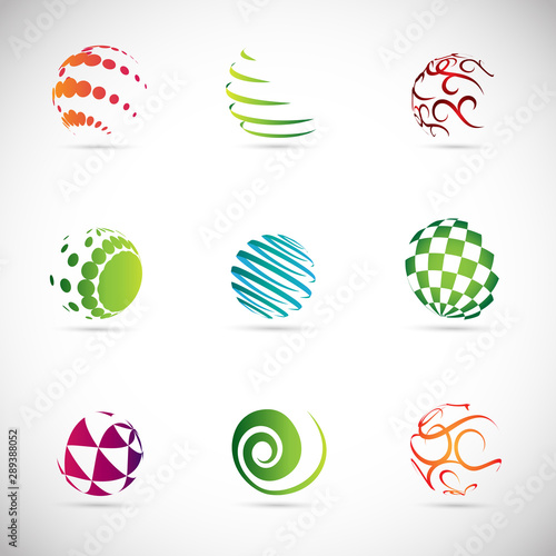Globe Logo Set Isolated On Gray Background Vector Illustration Abstract Globe Vector For Web Icon Tech