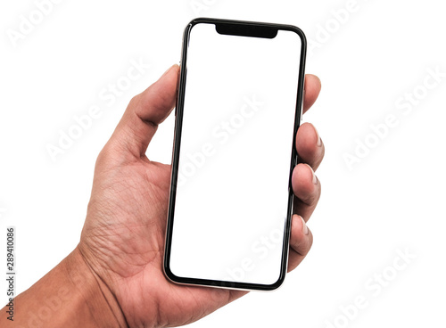 Smartphone Similar To Iphone 11 Pro Max With Blank White Screen For Infographic Global Business Marketing Plan Mockup Model Similar To Iphonex Isolated Background Of Ai Digital Investment Economy Buy