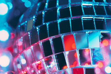 Wall Mural - Shiny disco party background with mirror balls reflecting light