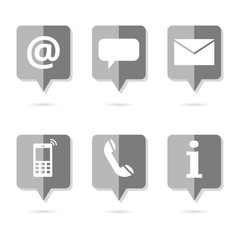 Set of contact us buttons on white background