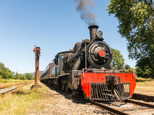 Tourist Train Called Valdiviano That Runs From Valdivia To Antilhue With A 1913 North British Locomotive Type 57. Los Rios Region, In Southern Chile.