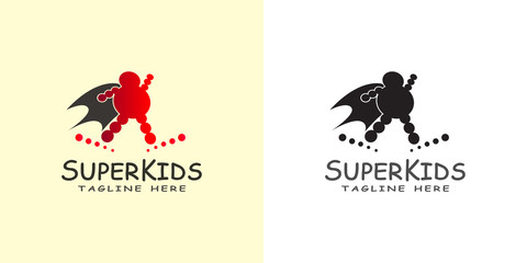 Wall Mural - child hero logo , kids dream icon -vector