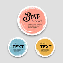 Colorful Label Paper Circle Brush Stroke Best Products Style Collections, Vector Illustration