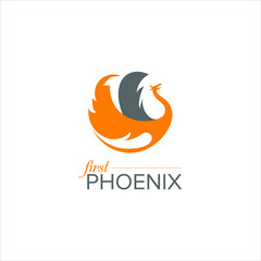 Wall Mural - phoenix logo simple orange color round circle fly icon design idea