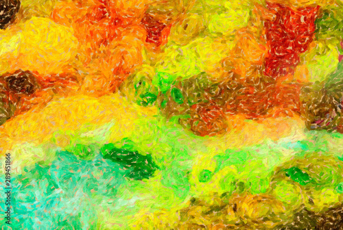 Abstract colorful stripes. Digital design painting impressionism artwork. Han...