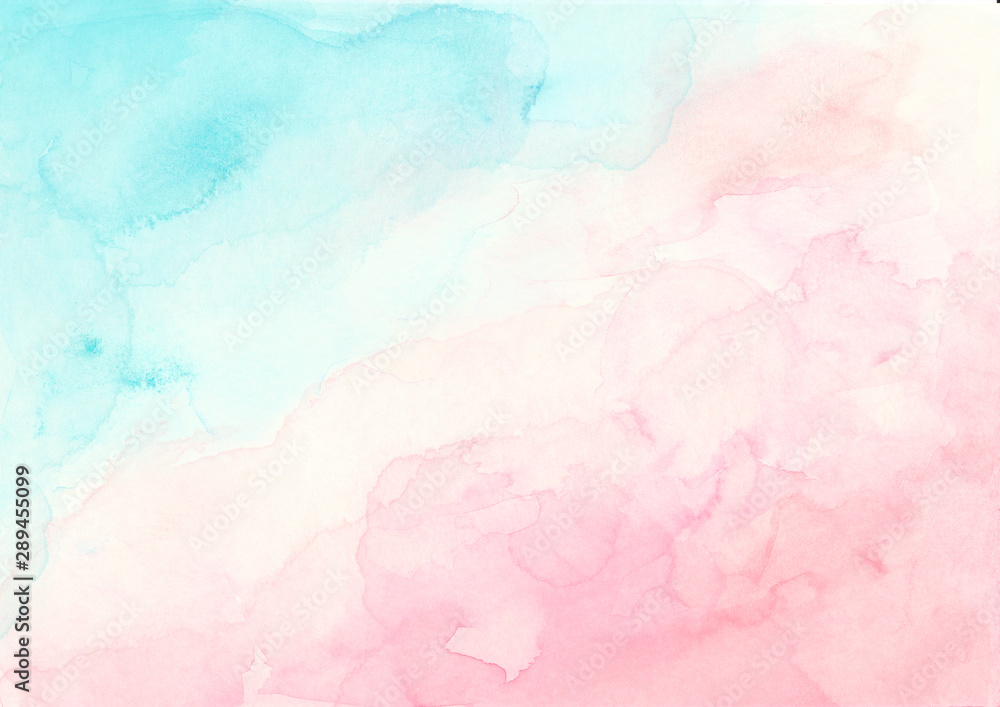 Blue and pink watercolor background Soft abstract texture for Wedding invitation - obrazy, fototapety, plakaty 