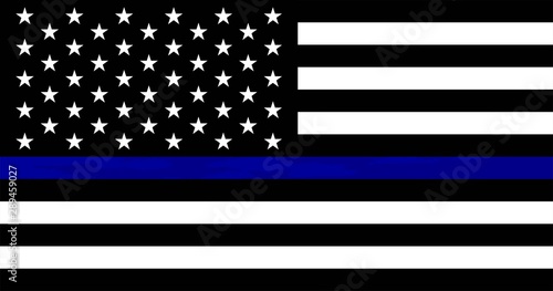 Fotomural American flag with police support symbol, Thin blue line