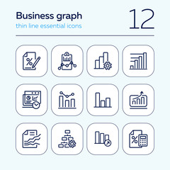 Sticker - Business graph line icon. Set of line icon on white background. Analytics, profit counting, presentation. Marketing concept. Vector illustration can be used for topics like business, finance, banking