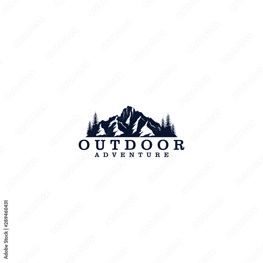 Outdoor mountain nature logo - adventure wildlife pine tree forest ...