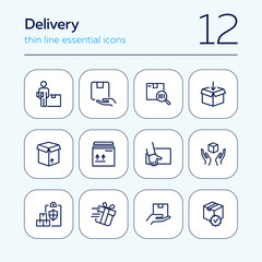 Poster - Delivery line icon set. Courier, gift, parcel. Shipment concept. Can be used for topics like postal service, logistics, internet store