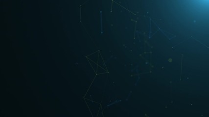Wall Mural - network growing multi color lines and dots. artificial intelligence