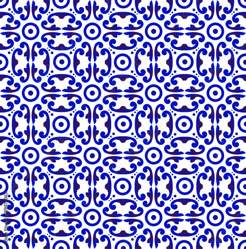 Blue And White Japan And Chinese Seamless Pattern For Design