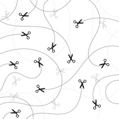 Seamless vector black and white pattern - scissors