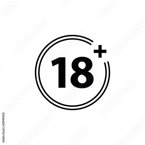 18 plus icon. black vector 18 plus sign Poster Mural XXL