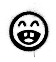 Graffiti Laughing Out Loud Icon Sprayed In Black Over White