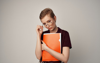 Wall Mural - young girl with book