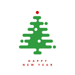 Wall Mural - New year christmas tree white Vector Illustration