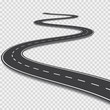 Winding road. Vector template on transparent background