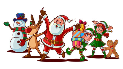 Santa Claus and friends illustration for christmas