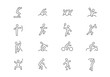 Sport kinds thin line vector icons. Editable stroke