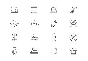 Sewing thin line vector icons. Editable stroke