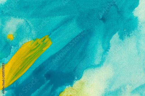 Fotomural Turquoise and lemon watercolor background