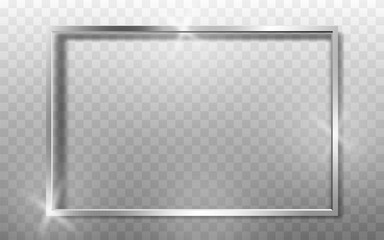 Silver Frame Realistic. High quality vector illustration EPS 10. On transparent background