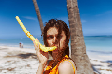 happy girl on the beach