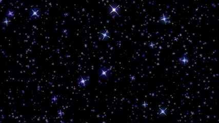 flashing stars, starry sky, appear and disappear on a black background