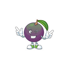 Poster - Wink ripe star apple character on white background