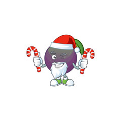 Poster - Santa with candy star apple character in cartoon mascot