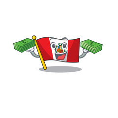 Wall Mural - With money bag peru cartoon flag attached to wall mascot