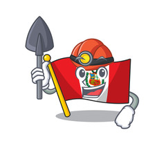 Wall Mural - Miner peru cartoon flag attached to wall mascot