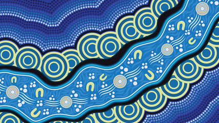 Wall Mural - Illustration based on aboriginal style of dot background.