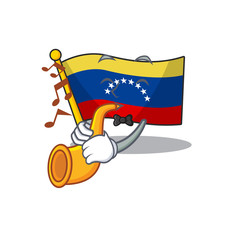 Canvas Print - With trumpet flag venezuela isolated with the cartoon