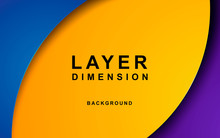 Color Dimension Background Vector. Realistic Purple, Yellow And Blue Overlap Layer Vector Illustration.