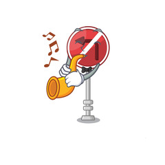 Sticker - With trumpet no left turn with cartoon shape