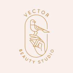 Wall Mural - vector icon and logo design for organic cosmetic products, hand crafted design or beauty studio