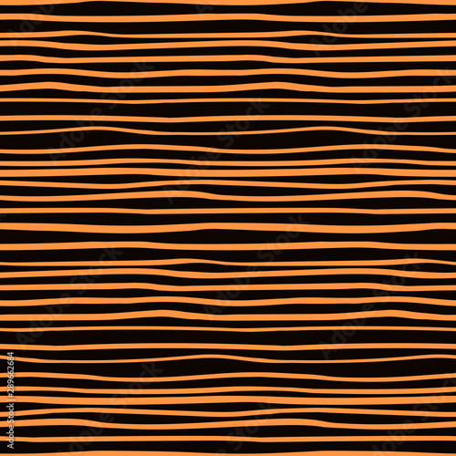 Halloween hand drawn seamless vector pattern with horizontal stripes, orange ...